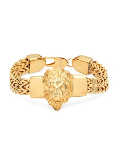 Anthony Jacobs Men's Stainless Steel Lion Head Box Chain Bracelet In Gold