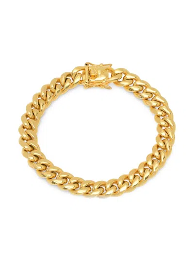 Anthony Jacobs Men's Stainless Steel Miami Cuban-link Bracelet In Gold