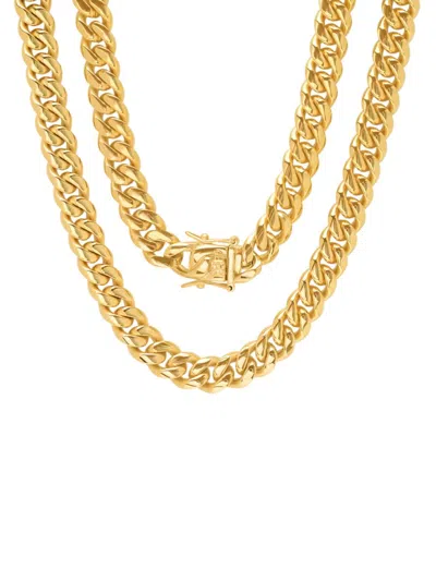 Anthony Jacobs Men's Stainless Steel Miami Cuban-link Necklace In Gold