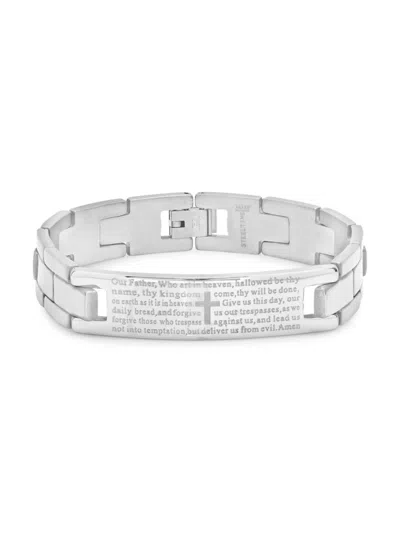 Anthony Jacobs Men's Stainless Steel "our Father" Bracelet In Silver
