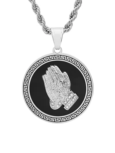 Anthony Jacobs Men's Stainless Steel Prayer Pendant Necklace In Silver