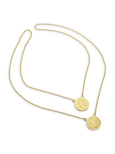 Anthony Jacobs Men's Stainless Steel Religious Pendant Necklace In Gold