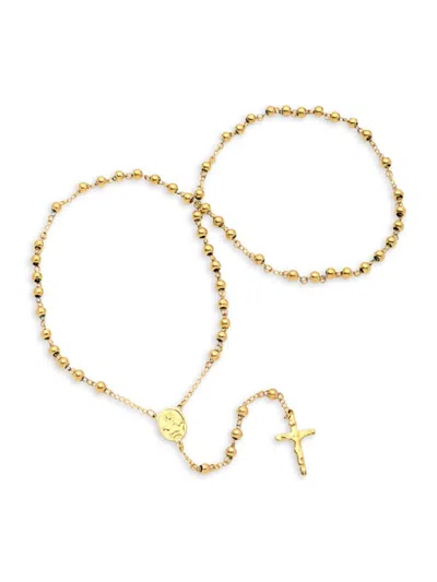 Anthony Jacobs Men's Stainless Steel Rosary Necklace In Gold