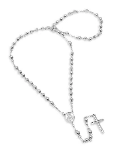 Anthony Jacobs Men's Stainless Steel Rosary Necklace In Silver