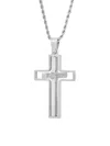 Anthony Jacobs Men's Stainless Steel Rotating Cross Pendant Necklace In Silver