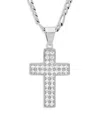 ANTHONY JACOBS MEN'S STAINLESS STEEL SIMULATED DIAMOND CROSS PENDANT NECKLACE