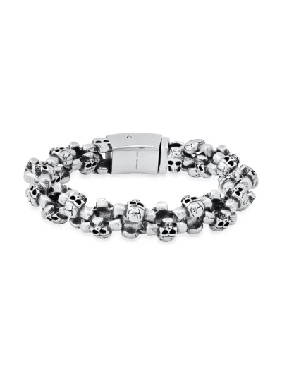 Anthony Jacobs Men's Stainless Steel Skull Link Bracelet In Silver