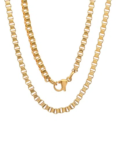 Anthony Jacobs Men's Stainless Steel Square Box Chain Necklace In Gold