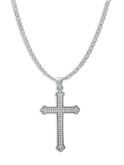 Anthony Jacobs Men's Sterling Silver & Cubic Zirconia Cross Pendant Necklace