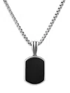 Anthony Jacobs Men's Sterling Silver & Onyx Reversible Dog Tag Pendant Necklace In Silver