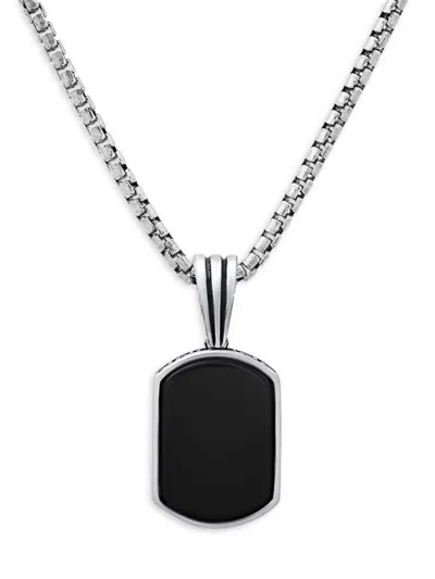 Anthony Jacobs Men's Sterling Silver & Onyx Dog Tag Pendant Necklace In Black