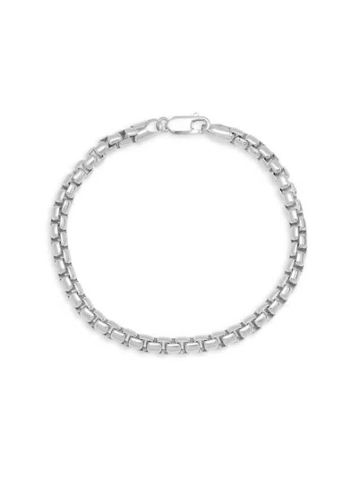 Anthony Jacobs Men's Sterling Silver Round Box Chain Bracelet In White