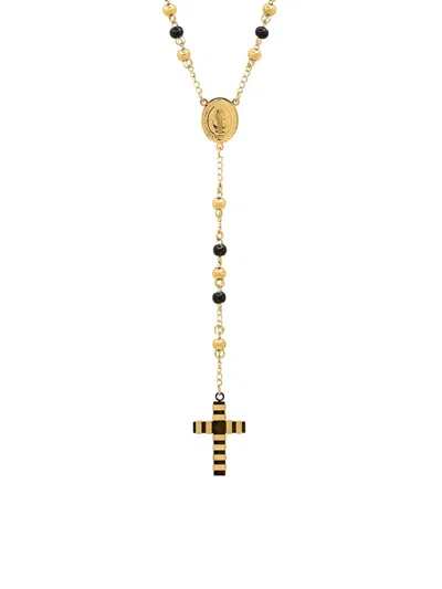 Anthony Jacobs Men's Two-tone 18k Goldplated Stainless Steel Rosary In Yellow Gold Plated