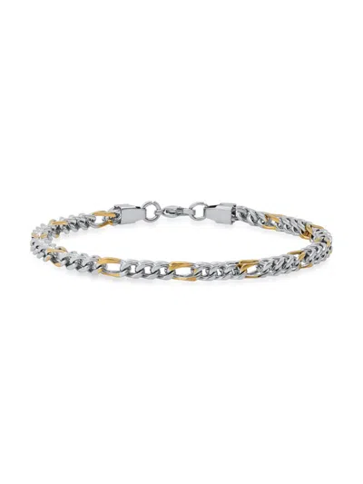 Anthony Jacobs Men's Two-tone Stainless Steel & 18k Goldplated Stainless Steel Figaro Chain Bracelet In Silver Gold