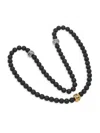 Anthony Jacobs Men's Two Tone Stainless Steel Beaded Bracelet Necklace In Black