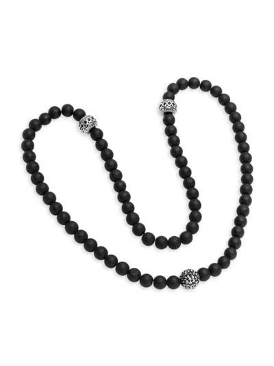 Anthony Jacobs Men's Two Tone Stainless Steel Beaded Bracelet Necklace In Silver