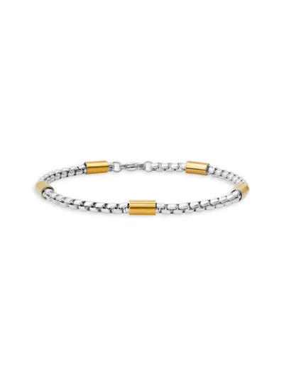 Anthony Jacobs Men's Two Tone Stainless Steel Chain Bracelet In Metallic