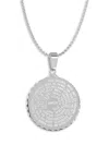 Anthony Jacobs Our Father Prayer 18k Goldplated Circle Pendant Necklace In White Gold
