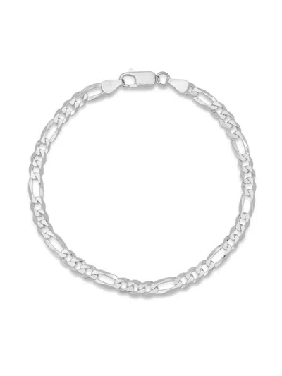 Anthony Jacobs Sterling Silver Figaro-link Chain Bracelet In White Gold