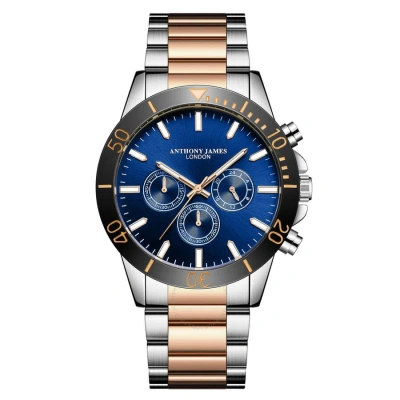 Anthony James Chronometric Blue Dial Men's Watch Aj025 In Gold