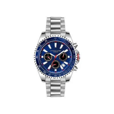 Anthony James Speed Chronograph Blue Dial Men's Watch Aj064 In White