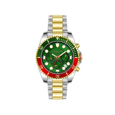 Anthony James Stealth Chronograph Green Dial Men's Watch Aj063 In Gold