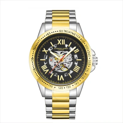 Anthony James Techtonic Transparent Dial Men's Watch Aj022 In Two Tone  / Gold / Gold Tone / Silver / Skeleton