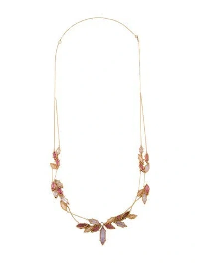 Pre-owned Anthony Nak 18k Tourmaline, Amethyst & Opal Netted Necklace, 24.5" In Multi
