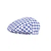 Anthony Peto Men's Fitted Cap Blue White Masai Linen In Blue