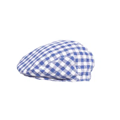 Anthony Peto Men's Fitted Cap Blue White Masai Linen