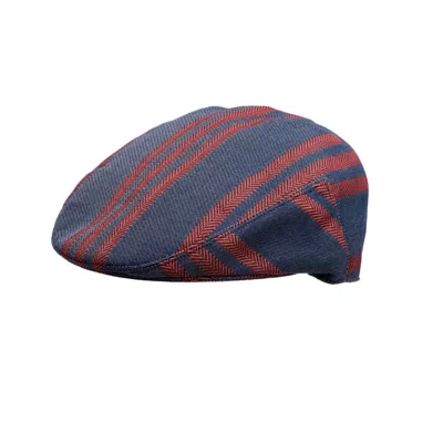 Anthony Peto Men's Fitted Cap Cotton Whitworth Stripes Orange