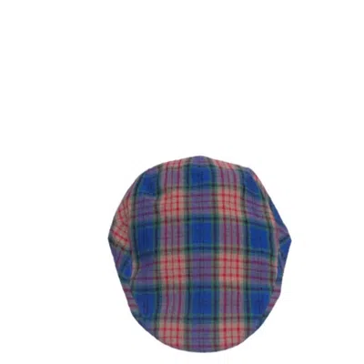 Anthony Peto Men's Fitted Cap Linen Green Purple Tartan In Multi