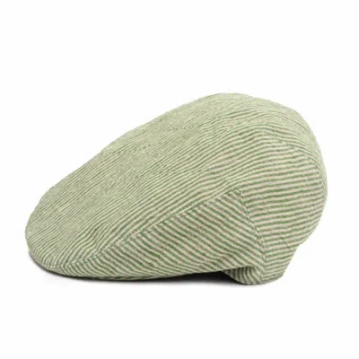 Anthony Peto Men's Fitted Cap Linen Green Stripes