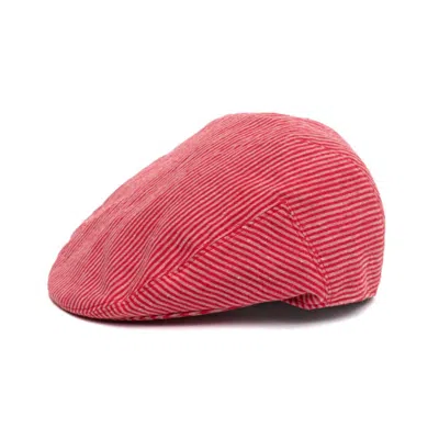 Anthony Peto Men's Fitted Cap Linen Red Stripes