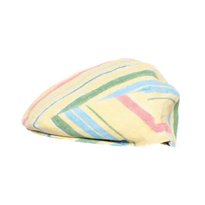 Anthony Peto Men's Fitted Cap Yellow And Multi Stripes Linen