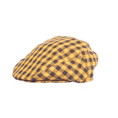 Anthony Peto Men's Fitted Cap Yellow Black Masai Linen In Black/yellow