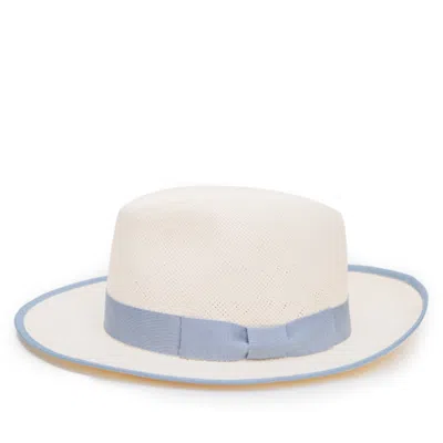 Anthony Peto Men's White Dusko Trim Panama Cream