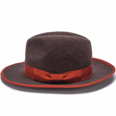 Anthony Peto Women's Brown Dusko Trim Wool Felt Fedora - Chocolate