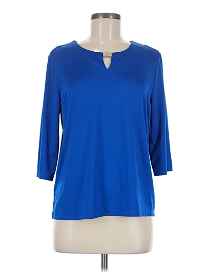 Pre-owned Anthony Richards 3/4 Sleeve Top Blue Keyhole Neckline Tops