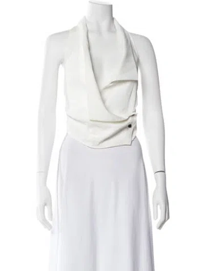 Pre-owned Anthony Vaccarello Halterneck Sleeveless Top In White