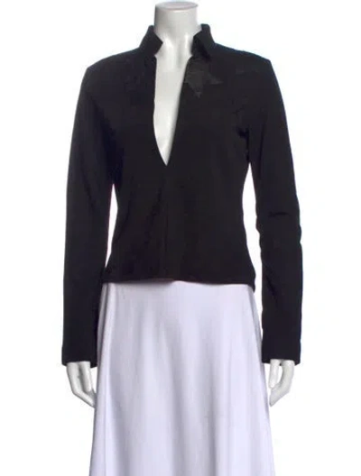 Pre-owned Anthony Vaccarello Lambskin V-neck Top In Black