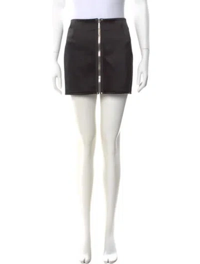 Pre-owned Anthony Vaccarello Leather Trim Embellishment Mini Skirt In Black