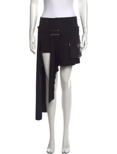 Pre-owned Anthony Vaccarello Pleated Accents Mini Skirt In Black