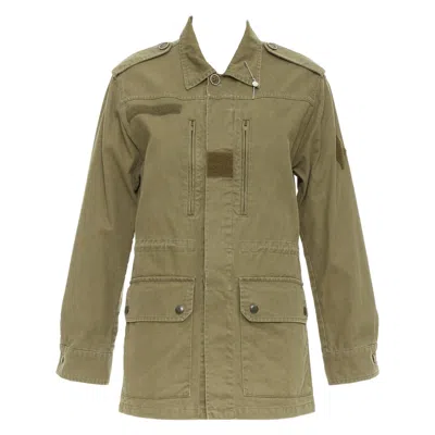 Pre-owned Anthony Vaccarello Saint Laurent 2015 Army Green Cotton Linen Pocketed Military Jacket Fr34 S