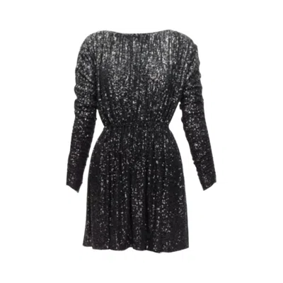 Pre-owned Anthony Vaccarello Saint Laurent 2020 Silver Black Gradient Sequins Cropped Mini Bateau Dress Xs