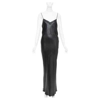 Pre-owned Anthony Vaccarello Saint Laurent 2023 Runway Iridescent Satin Cowl Open Back Dress Gown Fr40 L In Black