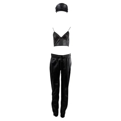 Pre-owned Anthony Vaccarello Saint Laurent  Black Lambskin Set