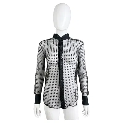 Pre-owned Anthony Vaccarello Saint Laurent By  S/s 2017 Transparent Silver Polka Dot Shirt In Gray