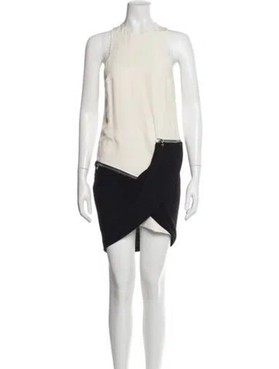 Pre-owned Anthony Vaccarello Silk Mini Dress In Neutral