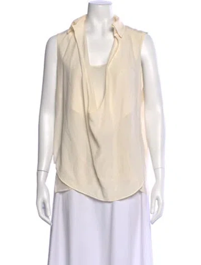 Pre-owned Anthony Vaccarello Silk Sleeveless Blouse In Neutral